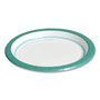 Perk Everyday Paper Plates, 8.5" dia, White/Teal, 125/Pack