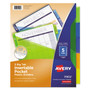 Avery Insertable Big Tab Plastic 1-Pocket Dividers, 5-Tab, 11.13 x 9.25, Assorted, 1 Set
