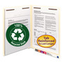 Smead Recycled Manila End Tab Fastener Folders, 0.75" Expansion, 2 Fasteners, Letter Size, Manila Exterior, 50/Box