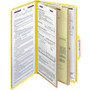 Smead Six-Section Pressboard Top Tab Classification Folders, Six SafeSHIELD Fasteners, 2 Dividers, Legal Size, Yellow, 10/Box