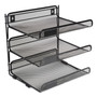 TRU RED Side-Load Open Design Wire Mesh Horizontal Document Organizer, 3 Sections, Letter-Size, 13.78 x 11.22 x 13.38, Matte Black