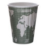 Eco-Products World Art Renewable and Compostable Insulated Hot Cups, 12 oz, Paper, Brown/White, 40/Pack, 15 Packs/Carton