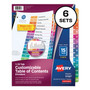 Avery Customizable TOC Ready Index Multicolor Tab Dividers, 15-Tab, 1 to 15, 11 x 8.5, White, Traditional Color Tabs, 6 Sets
