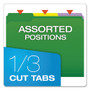 Pendaflex Double-Ply Reinforced Top Tab Colored File Folders, 1/3-Cut Tabs: Assorted, Letter, 0.75" Expansion, Assorted Colors, 100/Box