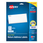 Avery Easy Peel White Address Labels w/ Sure Feed Technology, Inkjet Printers, 0.5 x 1.75, White, 80/Sheet, 25 Sheets/Pack