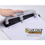 Bostitch 12-Sheet EZ Squeeze Three-Hole Punch, 9/32" Holes, Black/Silver