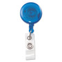Advantus Translucent Retractable ID Card Reel, 30" Extension, Blue, 12/Pack