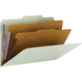 Smead Pressboard Classification Folders, Six SafeSHIELD Fasteners, 2/5-Cut Tabs, 2 Dividers, Legal Size, Gray-Green, 10/Box
