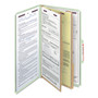 Smead Pressboard Classification Folders, Six SafeSHIELD Fasteners, 2/5-Cut Tabs, 2 Dividers, Legal Size, Gray-Green, 10/Box