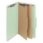 Smead Pressboard Classification Folders, Six SafeSHIELD Fasteners, 2/5-Cut Tabs, 2 Dividers, Legal Size, Gray-Green, 10/Box
