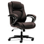 HON HVL402 Series Executive High-Back Chair, Supports Up to 250 lb, 17" to 21" Seat Height, Brown Seat/Back, Black Base