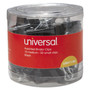 Universal Binder Clips with Storage Tub, (50) Small (0.75"), (10) Medium (1.25"), Black/Silver
