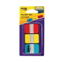 Post-it Tabs 1" Plain Solid Color Tabs, 1/5-Cut, Assorted Primary Colors, 1" Wide, 66/Pack