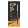 BIC GLIDE Ballpoint Pen, Retractable, Medium 1 mm, Black Ink, Smoke/Black Barrel, Dozen