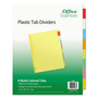Office Essentials Plastic Insertable Dividers, 8-Tab, 11 x 8.5, Assorted Tabs, 1 Set