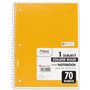 Mead Spiral Notebook, 3-Hole Punched, 1-Subject, Medium/College Rule, Randomly Assorted Cover Color, (70) 10.5 x 7.5 Sheets View Product Image