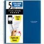 Mead Five-Star Wirebound 5-Subject Notebook - 200 Sheets - Wire Bound - 11" x 8 1/2" Sheet Size - White Paper - Assorted Cover