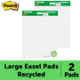 Post-it Easel Pads Super Sticky Vertical-Orientation Self-Stick Easel Pads, Green Headband, Unruled, 25 x 30, White, 30 Sheets, 2/Carton