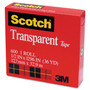 Scotch Transparent Tape, 1" Core, 0.5" x 36 yds, Transparent (MMM600121296) View Product Image