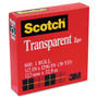 Scotch Transparent Tape, 1" Core, 0.5" x 36 yds, Transparent