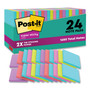 Post-it Notes Super Sticky Pads in Supernova Neon Collection Colors, Cabinet Pack, 3" x 3", 70 Sheets/Pad, 24 Pads/Pack