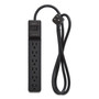 NXT Technologies Surge Protector, 6 AC Outlets, 4 ft Cord, 600 J, Black