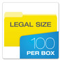 Pendaflex Colored File Folders, 1/3-Cut Tabs: Assorted, Legal Size, Yellow/Light Yellow, 100/Box