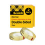 Scotch Double-Sided Tape, 3" Core, 0.5" x 36 yds, Clear, 2/Pack