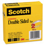 Scotch Double-Sided Tape, 3" Core, 0.5" x 36 yds, Clear, 2/Pack