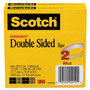 Scotch Double-Sided Tape, 3" Core, 0.5" x 36 yds, Clear, 2/Pack