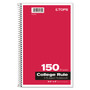 Oxford Coil-Lock Wirebound Notebook, 3-Subject, Medium/College Rule, Randomly Assorted Cover Color, (150) 9.5 x 6 Sheets