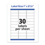 Avery Waterproof Address Labels with TrueBlock and Sure Feed, Laser Printers, 1 x 2.63, White, 30/Sheet, 50 Sheets/Pack (AVE5520) View Product Image