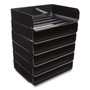 TRU RED Side-Load Stackable Plastic Document Tray, 1 Section, Letter-Size, 12.63 x 9.72 x 3.01, Black, 6/Pack