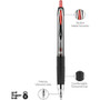 uniball Signo 207 Gel Pen, Retractable, Medium 0.7 mm, Red Ink, Smoke/Black/Red Barrel, Dozen