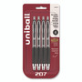 uniball Signo 207 Gel Pen, Retractable, Medium 0.7 mm, Black Ink, Smoke/Black Barrel, 4/Pack