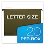 Pendaflex SureHook Hanging Folders, Letter Size, 1/5-Cut Tabs, Standard Green, 20/Box