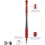 uniball Signo GRIP Gel Pen, Stick, Medium 0.7 mm, Red Ink, Clear/Red/Silver Barrel, Dozen