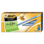 BIC Round Stic Xtra Life Ballpoint Pen, Stick, Medium 1 mm, Blue Ink, Translucent Blue Barrel, Dozen