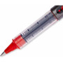 uniball VISION Rollerball Pen, Stick, Extra-Fine 0.5 mm, Red Ink, Gray/Red/Clear Barrel, Dozen