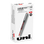 uniball VISION Rollerball Pen, Stick, Extra-Fine 0.5 mm, Red Ink, Gray/Red/Clear Barrel, Dozen