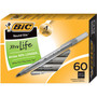 BIC Round Stic Xtra Life Ballpoint Pen Value Pack, Stick, Medium 1 mm, Black Ink, Smoke Barrel, 60/Box (BICGSM609BK) View Product Image