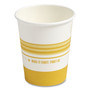 Perk Paper Hot Cups, 8 oz, White/Yellow, 50/Pack