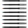 uniball Rollerball Pen, Stick, Extra-Fine 0.5 mm, Red Ink, Black/Red Barrel, Dozen