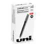 uniball Rollerball Pen, Stick, Extra-Fine 0.5 mm, Red Ink, Black/Red Barrel, Dozen