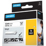 DYMO Rhino Permanent Vinyl Industrial Label Tape, 0.5" x 18 ft, White/Black Print