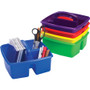 Storex Small Art Caddies, 3 Sections, 9.25" x 9.25" x 5.25", Assorted Colors, 5/Pack (STX00941U06C) View Product Image