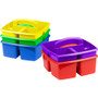 Storex Small Art Caddies, 3 Sections, 9.25" x 9.25" x 5.25", Assorted Colors, 5/Pack