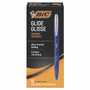 BIC GLIDE Ballpoint Pen, Retractable, Medium 1 mm, Blue Ink, Translucent Blue/Blue Barrel, Dozen