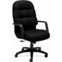 HON Pillow-Soft Executive High-Back Chair | Center-Tilt | Fixed Arms | Black Fabric - Black Seat Color - Memory Foam, Polyester Seat Material - Black Back Color - Foam, Polyester Back Material - Black Frame Color