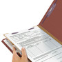 Smead Pressboard Classification Folders, Four SafeSHIELD Fasteners, 2/5-Cut Tabs, 1 Divider, Legal Size, Red, 10/Box